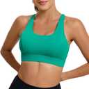 RUNNING GIRL Sports Bras for Women,Padded Sports Bra Tank Top Sexy Crisscross Back High Impact Longline Workout Yoga Bra (Green, L)