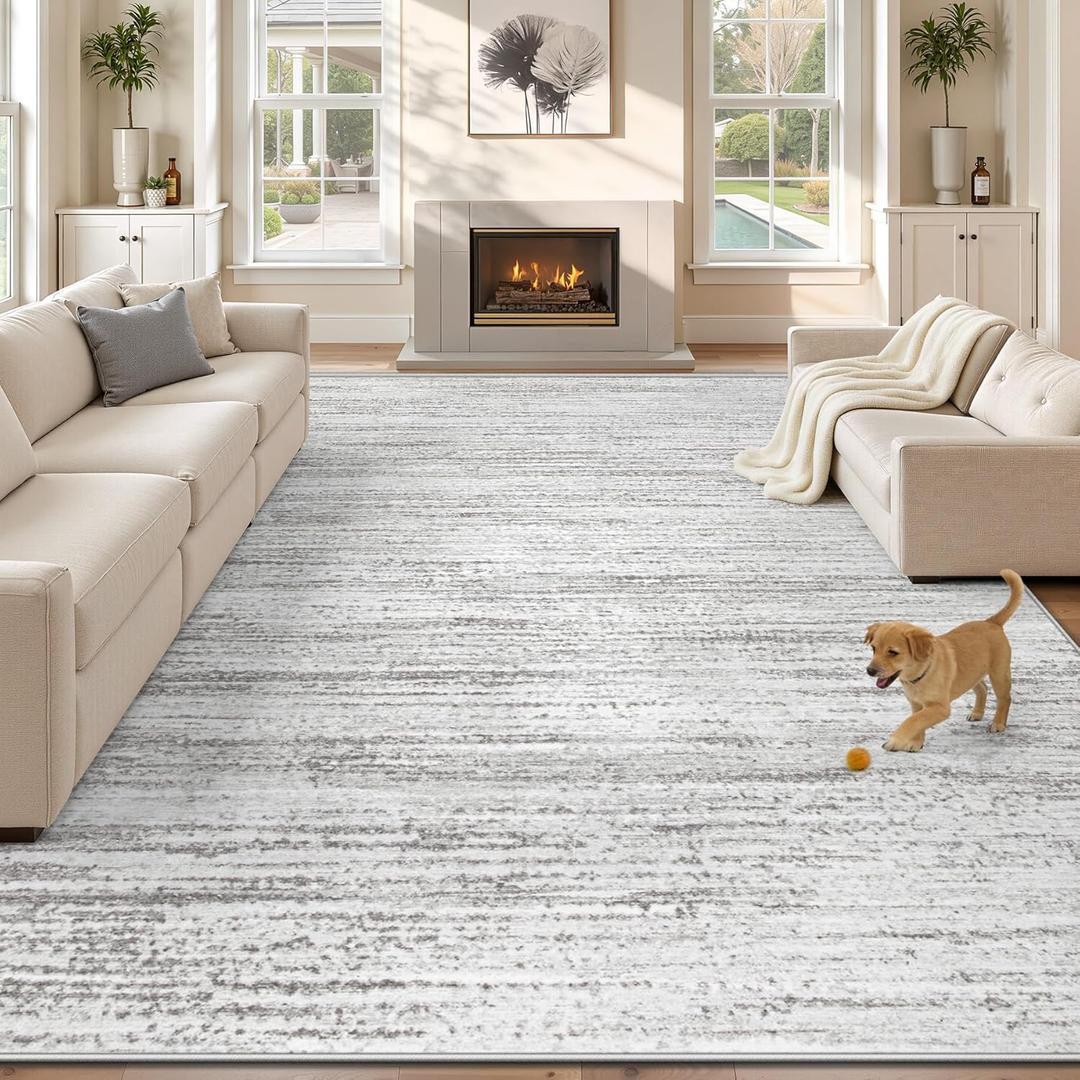 Area Rug 8x10 Living Room Rugs: Washable Modern Rug Large Non-Slip Soft Rugs Stain Resistant Printed Rug Indoor Carpet for Bedroom Kitchen Dining Room Nursery Playroom Home(Grey, 8'x10')