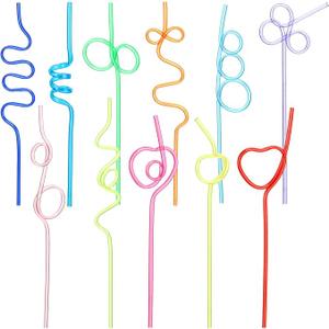 Didaey 120 Pcs Crazy Silly Straws for Kids Bulk Reusable Plastic Loop Curly Colorful Drinking Straws for Kids for Valentines Gift Birthday Party Favors Supplies Decorations(Classic Style)