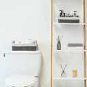 Mkono Woven Storage Basket Wicker Baskets for Organizing Toilet Paper, Decorative Bins with Handle for Toilet Tank Top Countertop Shelves, Decor for Bedroom Living Room Apartment, Set of 2, Grey