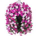 Artificial Fake Flowers Plants Hanging Baskets Outdoor Outside Spring Decor, Faux Silk Light Fuchsia and Fuchsia UV Resistant Look Real Morning Glory Home Patio Porch Balcony Decoration