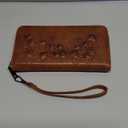 MEITRUE Womens Wallet Large Capacity Phone Clutch Purse RFID Floral Embossed Vegan Leather Travel Wallet with Wristlet Brown
