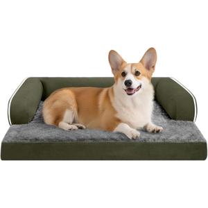 Dog Bed Medium Size Dog-Orthopedic Waterproof Bed for Dogs,Foam Couch Sofa with Washable Removable Cover & Non-Slip Bottom-Dark Green (30.0"L x 22.0"W x 6.5"Th)
