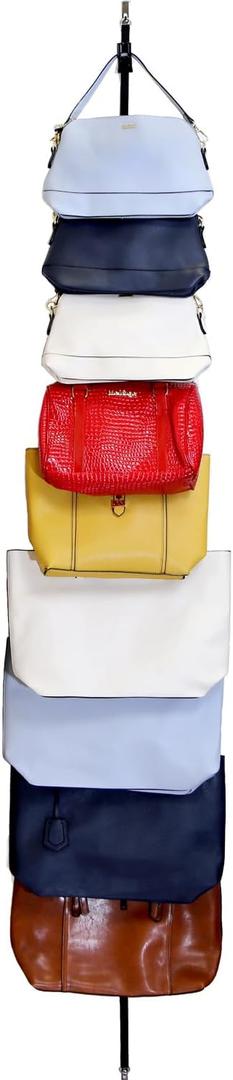 Perfect Curve Handbag and Purse Organizer | Hold up to 9 Bags | Over The Door Organizer for Purses and Handbags | Adjustable Clips | 1 Strap | Black