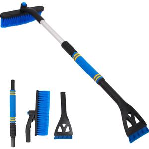 Snow Brush and Ice Scrapers for Car Windshield,Ice Scraper for Freezer,35" Extendable Snow Scraper,Detachable Snow Removal Tool with Ergonomic Foam Grip for Car SUV and Truck (Blue)