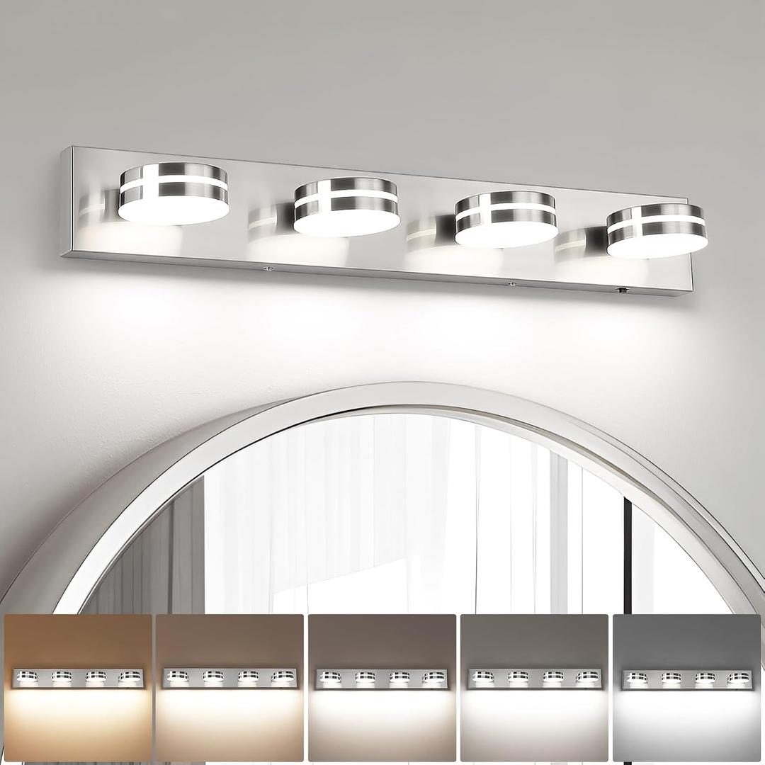 LED Modern Bathroom Lights Fixtures 4 Light 30in Brushed Nickel