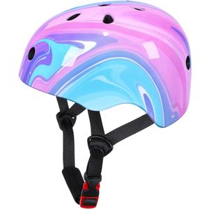Toddler Helmet, Bienbee Kids Bike Helmet Skateboard Helmets for Bicycle Balance Bike Scooter for Girls Boys Kids Age 1-3-5-8-14 Years (Pink, Purple and Blue Fluid) S