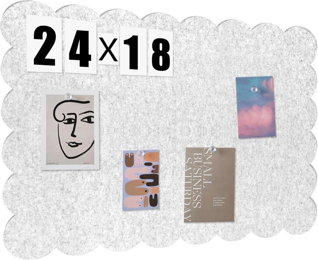 Mooliwe Scalloped Felt Bulletin Board 24 x 18 Inches Foldable Camel Pin Cork Board Alternative for Wall, 2' x 1.5' Trifold Picture Vision Self Adhesive Bulletin Decorative