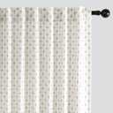 MIULEE Decorative Back Tab Linen Curtains with Geometric Pattern for Living Room Bedroom Farmhouse Rustic Thick Woven Textured Patterned Mudcloth Drapes 96 Inches Long 2 Panels Set, Pure White