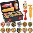 Battling Top Burst Launcher Game Set, 12 Spinning Tops Burst Gyros 2 Launchers with Storage Box Great Birthday Present for Boys Age 6 8 9 10+