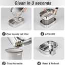 Triple Pan Stainless Steel Sifting Cat Litter Box, Large High Sided Metal Litter Box for Big Cats up to 20lbs, Odor-Free Non-Stick Easy Clean System, No Scooping Sifter Tray for Multi-Cat Homes
