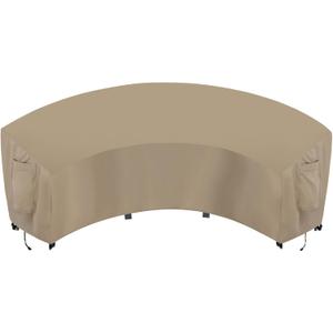 OutdoorLines Waterproof Curved Outdoor Sectional Cover - UV Resistant Windproof Patio Sectional Sofa Covers for Deck, Lawn and Backyard, Heavy Duty Furniture Covers (150Lx36Dx38Hx112FL, Camel)