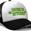 St Patricks Day hat Green Baseball Cap Shamrock Embroidered for man Women Funny (One Size, Drink_black_green)