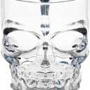 Circleware Skull Face Beer Mug Drinking Glasses with Handle, Set of 2, Heavy Base Funny Entertainment Glassware for Water, Juice and Halloween Decorations Beverage Gifts, 17.6 oz.