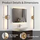 31.5 Inch Battery Operated Wall Sconces of Two, Modern Wireless Rechargeable Wall Lights with Remote Control, 3000K-6000K Dimmable, 350 Rotatable for Living Room, Bedroom, Hallway Decor
