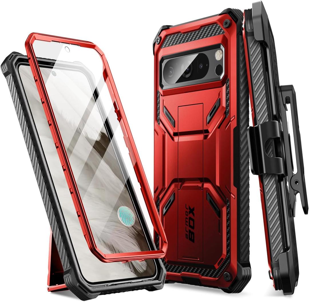 i-Blason Armorbox Series Case for Google Pixel 8 Pro2023 Release, Full Body Heavy Duty Kickstand Case with Built-in Screen Protector for Pixel 8 Pro (Ruddy)
