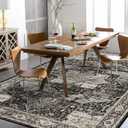 Washable 3x5 Area Rug - Soft Area Rugs for Living Room Stain Resistant Carpet Vintage Lightweight Rugs for Bedroom Kitchen entryway with Non Slip Backing Home Decor Small Matt Black