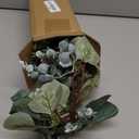 Ouddy Decor Eucalyptus Garland 6.56 Ft Lush Silver Dollar Leaves Boxwood with White Buds Artificial Faux Greenery Vines for Baby Shower Wedding Party Table Runner Room Home Mantle Decor (1 Pack)