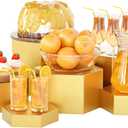 Metal Buffet Risers,6PCS Hexagonal Jewelry Display Risers 2.76 in to 4.02 in Market Display Stands Metal Showcase for Catering Dessert Figures Decoration (Gold, 2.76IN to 4.02IN)