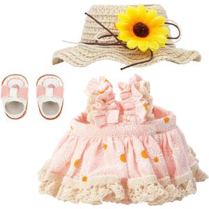 Lanynne 17cm Ornaments Clothes Set, Outfit Stylish Summer Holiday Fashion Ornaments Dress Shoes and Hat, Adorable Outfit Set Clothes Only No Doll (Pink Princess Style)