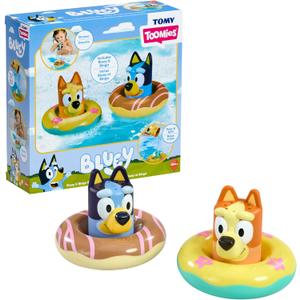 TOMY Toomies Splash & Float Bingo and Bluey Water Toys - 2-in-1 Toddler Bath & Pool Play Set with Pour Cups & Water Wheels - Ages 18 Months+