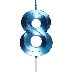 2.76 inch Blue 8 Birthday Candles,3D Number 8th Cake Topper for Birthday Decorations No 18 81 82 83 84 85 86 87 88 89