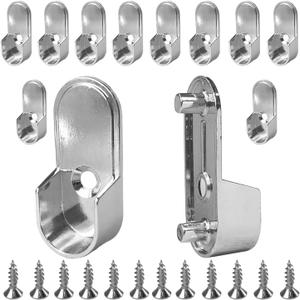 12Pcs Wardrobe Bracket Zinc Alloy Closet Rod Holders 15mm x 30mm Oval Closet Rod End Supports (Single Hole) with Rear Facing 6.5mm Pins