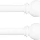 Kenney Chelsea Ball End Window Curtain Rod, Adjustable Curtain Rod for Windows 28 to 48 Inches, Extendable Curtain Rod Set, White Curtain Rod, Curtain Rods 2 Pack