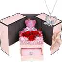 Suturun Preserved Roses Forever Flowers Gifts for Women,Eternal Preserved Rose with Necklace Romantic Gift for Her,Mom,Wife,Girlfriend on Birthday Anniversary