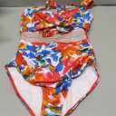 B2prity One Piece Swimsuit for Women Tummy Control V Neck Bathing Suit Color Block High Waisted Cutout Swimwear, Red Floral , Large