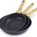 GiPP Non Stick Frying Pan Set - 9.5" 10.2" 11" Ceramic Nonstick Skillets, Non Toxic, Omelette Pan with Stay Cool Handle, Induction Compatible, PFAS/PTFE/PFOA Free, Gray