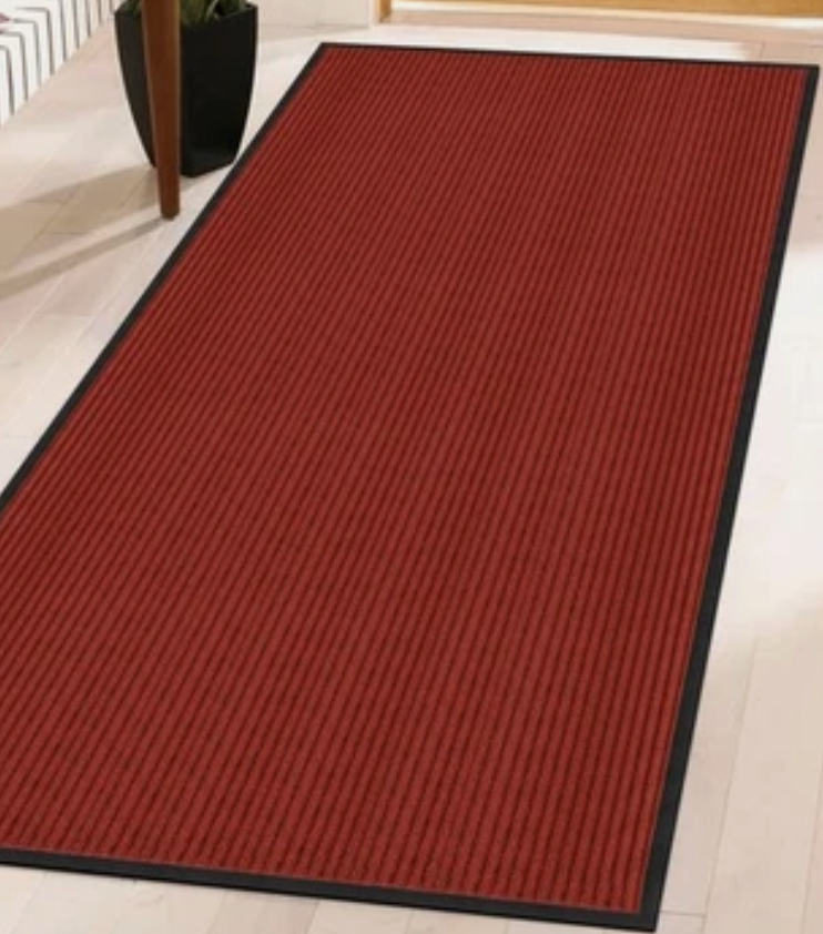 Neiza Front Door Mat Indoor Outdoor Entrance 72"x36", Heavy Duty Ribbed Non Slip Mat, Absorbent Dirt Moisture Trapper Waterproof Rubber Backing Doormats, Low Profile Washable Front Doormat, Red