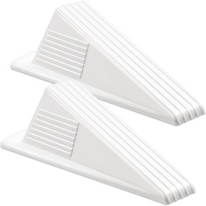 Frienda 2 Pcs Jumbo Door Stoppers Heavy Duty Door Stopper Tall up to 2inch Tall Wedge TPR Large Wedge Stackable Big Rubber Doorstop for Hotel Carpet Hardwood Concrete and Tile (White)