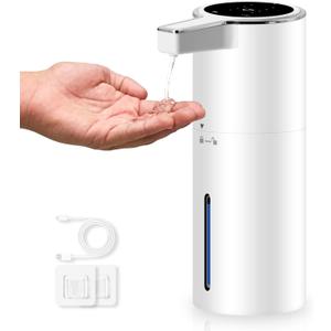 Automatic Soap Dispenser 13oz. Wall Mount Touchless 4 Gear Adjustable Electric Soap Dispenser USB Rechargeable with Infrared Motion Sensor for Bathroom Kitchen Office (White Gel)
