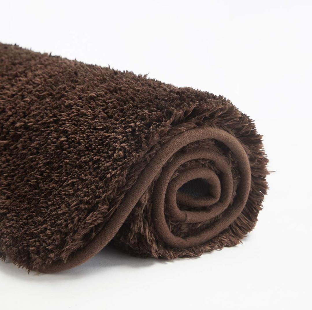 Suchtale Bath Mat Non Slip Bathroom Mat (40x 24, Brown) Water Absorbent Soft Microfiber Shaggy Mat Machine Washable Thick Plush Rug for Shower