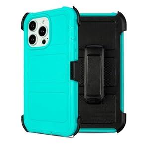 Saiboro for iPhone 15 Pro Max Case with Belt Clip Holster, Shockproof Heavy Duty Rugged with Stand, Heavy Duty, 2 Layers of Sturdy, Anti-Drop, for Protective iPhone 15 Pro Max Case Turquoise