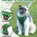 Halypet Cat Harness and Leash Set for Walking, Escape Proof Adjustable Vest Harness with 3-in-1 Integrated Buckles, Easy Control Soft Breathable Mesh with Reflective Strips for Cats, S Green Monster