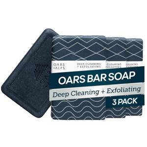 Oars + Alps Exfoliating & Moisturizing Bar Soap for Men, Deep Cleaning Soap, Clean Ingredients, All Skin Types, Blue Charcoal, 3pk (6 Ounce (Pack of 3))