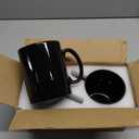 30oz Super Large Ceramic Coffee Mugs Large Handles Set of 2 (black)