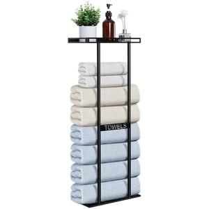 Onader Towel Racks for Bathroom Wall Mounted, 30 Inch Bath Storage Towel Holder with Metal Shelf, Black