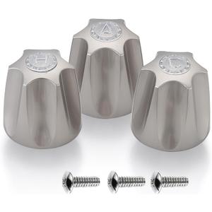 Shower Knobs 3 Piece Replacement Compatible with Price Pfister Windsor Tub and Shower Faucets,Shower Faucet Handle Replacement,3 Pieces Hot Cold and Diverter Shower Handles Replacement (Brushed)