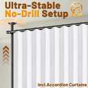 AJAZZ Privacy Curtains for Room Divider with Blackout & Soundproof (White, W100 x L96 in, 1 Panel)+ No Drill Curtain Rod(H) 43-120×(W) 35-100 in, Wall Divider for Bedroom/Studio/Office Curtain