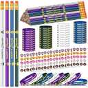 TecUnite 130 Pcs Happy Diwali Party Favors Diwali Gifts for or Home Classroom Party Favors Includes Pencils Silicone Wristbands Stickers