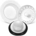 Mudder 3 Pcs Kitchen Sink Drain Strainer and Stopper Stainless Steel Garbage Disposal Plug with Handle Universal Anti-Clogging Kitchen Sink Filter Sieve Basket Strainer(Porcelain White)