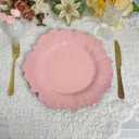 13 Inch 12pcs Reef Charger Plates Elegant Decorative Dinner Plates for Wedding, Holiday Parties, and Formal DiningStylish Table Decor for Festive Celebrations (Pink-12XH)