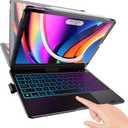 Typecase Touch Keyboard Case with Trackpad for iPad Air 11-inch (M3 2025 / M2 2024) 2024: 360°Rotatable - 11 Colors Backlight - Wireless Keyboard with Pencil Holder for iPad Air 5th & 4th Gen, Black