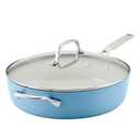 KitchenAid Hard Anodized 5qt Nonstick Ceramic Saute Pan with Lid - Blue Velvet: Large Frying Pan, Tempered Glass Lid