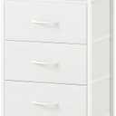 Somdot White Nightstand with 4 Drawers, Vertical Storage Tower Fabric Dresser for Bedroom, Nightstand Bedside Table Furniture, Sturdy Steel Frame, Wooden Top & Easy Pull Fabric Bins (11.4"D x 15.2"W x 36.3"H (4 Drawers))