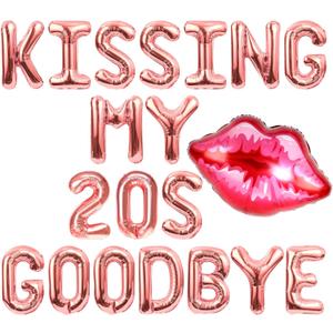 JeVenis Kissing My 20s Goodbye Decorations Kissing My 20s Goodbye Banner Balloons 30th Birthday Balloon Dirty 30 Balloon