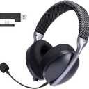 2.4GHz Wireless Gaming Headset for PS5, PS4,Switch,PC, Noise Canceling Mic, 15ms Low Latency, USB &Type C Adapter,35H Battery,3D Surround Sound Bluetooth5.3 Headphone for Phone, Mac, Laptop (Black)